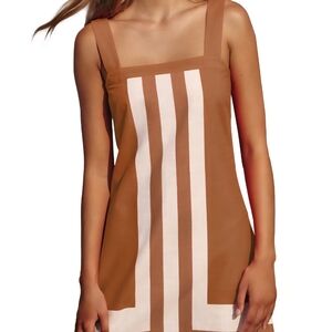 Stylish Brown and White Striped Dress